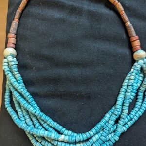 Turquoise and Brown Beaded Necklace